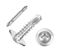 sourcing map 300Pcs #8x5/8" Self-Tapping Screws, 410 Stainless Steel Phillips Self Drilling Flat Head Sheet Metal Screws for Industry, Furniture Repair, Silver