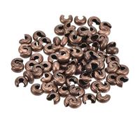 sourcing map 300pcs Crimp Bead Covers, 3mm/0.12" Half Round Open Crimp Beads Knot Cover Metal Small Loose Beads End Tip for Bracelet Jewelry Making Craft DIY, Red Bronze