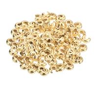 sourcing map 300pcs Crimp Bead Covers, 4mm/0.16" Half Round Open Crimp Beads Knot Cover Metal Small Loose Beads End Tip for Bracelet Jewelry Making Craft DIY, Light Gold