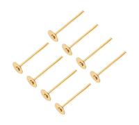 sourcing map 300Pcs Earring Posts, 4mm/0.2inch Stainless Steel Flat Pad Blank Earring Tray Studs Findings for Jewelry DIY, Light Gold