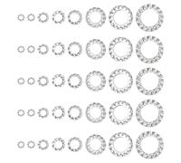 sourcing map 300Pcs External Tooth Washers Assortment Kit, 304 Stainless Steel Tooth Locking Ring Washers Quick Speed Star Nut Locking Fastener Fastener, Silver