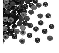 sourcing map 300pcs Flatback Pearls 10mm ABS Plastic Half Round Dome Imitation Pearls Craft Beads for DIY Craft Shoes Decorations Clothes Wedding Christmas Photo Frames, Black