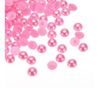 sourcing map 300pcs Flatback Pearls 12mm ABS Plastic Half Round Dome Imitation Pearls Craft Beads for DIY Craft Shoes Decorations Clothes Wedding Christmas Photo Frames, Pink