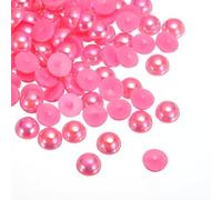 sourcing map 300pcs Flatback Pearls 14mm ABS Plastic Half Round Dome Imitation Pearls Craft Beads for DIY Craft Shoes Decorations Clothes Wedding Christmas Photo Frames, Pink