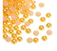 sourcing map 300pcs Flatback Pearls 14mm ABS Plastic Half Round Dome Imitation Pearls Craft Beads for DIY Craft Shoes Decorations Clothes Wedding Christmas Photo Frames, Gold Yellow