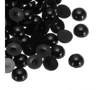 sourcing map 300pcs Flatback Pearls 14mm ABS Plastic Half Round Dome Imitation Pearls Craft Beads for DIY Craft Shoes Decorations Clothes Wedding Christmas Photo Frames, Black