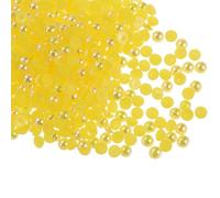 sourcing map 300pcs Flatback Pearls 4mm ABS Plastic Half Round Dome Imitation Pearls Craft Beads for DIY Craft Shoes Decorations Clothes Wedding Christmas Photo Frames, Yellow
