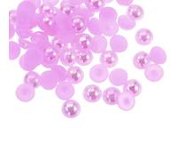 sourcing map 300pcs Flatback Pearls 8mm ABS Plastic Half Round Dome Imitation Pearls Craft Beads for DIY Craft Shoes Decorations Clothes Wedding Christmas Photo Frames, Purple