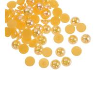 sourcing map 300pcs Flatback Pearls 8mm ABS Plastic Half Round Dome Imitation Pearls Craft Beads for DIY Craft Shoes Decorations Clothes Wedding Christmas Photo Frames, Gold Yellow