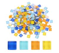 sourcing map 300Pcs Glass Mosaic Tiles, 300g Square Crystal Mosaic Glass Crafts Supplies Ceramic Tiles for Crafts Bulk Picture Frames Flowerpots Home Art Decor (10 x 10mm, Sea Salt Lemon)