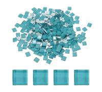 sourcing map 300Pcs Glass Mosaic Tiles, 300g Square Crystal Mosaic Glass Crafts Supplies Ceramic Tiles for Crafts Bulk Picture Frames Flowerpots Home Art Decor (10 x 10mm, Turquoise)