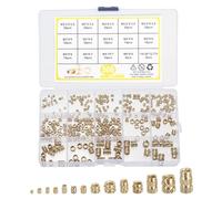sourcing map 300Pcs Heat Threaded Inserts Kit, Metric Brass Knurled Nuts Assortment Kit M2/ M2.5/ M3/ M4/ M5 /M6 1/4-20 for Plastic and 3D Printing Components