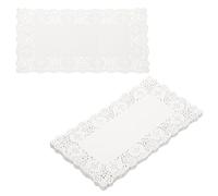 sourcing map 300pcs Lace Paper Doilies 11.8 x 7.5 Inch White Rectangle Disposable Decorative Paper Placemats Hollow Flower Absorbing Papers for Cakes Desserts Food Decoration Wedding Birthday
