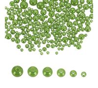 sourcing map 300Pcs Mixed Pearl Beads, 3-8mm Round Loose Crafts Beads with Hole, Plastic Bulk Decoration Spacer for Vase Fillers, Table Scatters, Dark Green