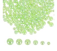 sourcing map 300Pcs Mixed Pearl Beads, 3-8mm Round Loose Crafts Beads with Hole, Plastic Bulk Decoration Spacer for Vase Fillers, Table Scatters, Light Green