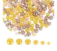 sourcing map 300Pcs Mixed Pearl Beads, 3-8mm Round Loose Crafts Beads with Hole, Plastic Bulk Decoration Spacer for Vase Fillers, Table Scatters, Mixed Orange