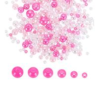 sourcing map 300Pcs Mixed Pearl Beads, 3-8mm Round Loose Crafts Beads with Hole, Plastic Bulk Decoration Spacer for Vase Fillers, Table Scatters, Mixed Pink