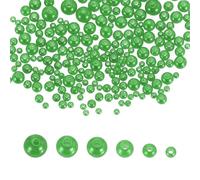 sourcing map 300Pcs Mixed Pearl Beads, 3-8mm Round Loose Crafts Beads with Hole, Plastic Bulk Decoration Spacer for Vase Fillers, Table Scatters, Grass Green