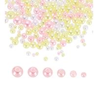 sourcing map 300Pcs Mixed Pearl Beads, 3-8mm Round Loose Crafts Beads with Hole, Plastic Bulk Decoration Spacer for Vase Fillers, Table Scatters, Yellow/Pink/White