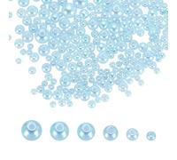 sourcing map 300Pcs Mixed Pearl Beads, 3-8mm Round Loose Crafts Beads with Hole, Plastic Bulk Decoration Spacer for Vase Fillers, Table Scatters, Light Blue