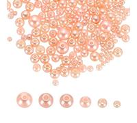 sourcing map 300Pcs Mixed Pearl Beads, 3-8mm Round Loose Crafts Beads with Hole, Plastic Bulk Decoration Spacer for Vase Fillers, Table Scatters, Champagne