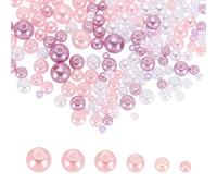 sourcing map 300Pcs Mixed Pearl Beads, 3-8mm Round Loose Crafts Beads with Hole, Plastic Bulk Decoration Spacer for Vase Fillers, Table Scatters, Purple/Pink/White