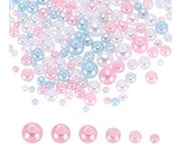 sourcing map 300Pcs Mixed Pearl Beads, 3-8mm Round Loose Crafts Beads with Hole, Plastic Bulk Decoration Spacer for Vase Fillers, Table Scatters, Blue/Pink/White