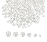 sourcing map 300Pcs Mixed Pearl Beads, 3-8mm Round Loose Crafts Beads with Hole, Plastic Bulk Decoration Spacer for Vase Fillers, Table Scatters, White