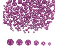 sourcing map 300Pcs Mixed Pearl Beads, 3-8mm Round Loose Crafts Beads with Hole, Plastic Bulk Decoration Spacer for Vase Fillers, Table Scatters, Dark Purple