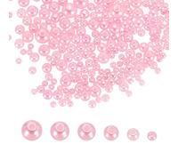 sourcing map 300Pcs Mixed Pearl Beads, 3-8mm Round Loose Crafts Beads with Hole, Plastic Bulk Decoration Spacer for Vase Fillers, Table Scatters, Light Pink