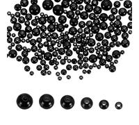 sourcing map 300Pcs Mixed Pearl Beads, 3-8mm Round Loose Crafts Beads with Hole, Plastic Bulk Decoration Spacer for Vase Fillers, Table Scatters, Black