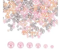 sourcing map 300Pcs Mixed Pearl Beads, 3-8mm Round Loose Crafts Beads with Hole, Plastic Bulk Decoration Spacer for Vase Fillers, Table Scatters, Orange/Pink/Gray