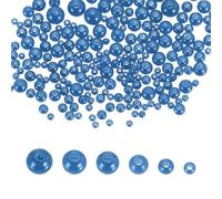 sourcing map 300Pcs Mixed Pearl Beads, 3-8mm Round Loose Crafts Beads with Hole, Plastic Bulk Decoration Spacer for Vase Fillers, Table Scatters, Blue