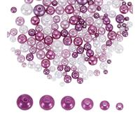sourcing map 300Pcs Mixed Pearl Beads, 3-8mm Round Loose Crafts Beads with Hole, Plastic Bulk Decoration Spacer for Vase Fillers, Table Scatters, Mixed Purple