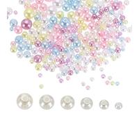 sourcing map 300Pcs Mixed Pearl Beads, 3-8mm Round Loose Crafts Beads with Hole, Plastic Bulk Decoration Spacer for Vase Fillers, Table Scatters, Mixed Light Color