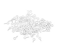 sourcing map 300Pcs Small Screw Eye Pins Hooks Mini Eyelets Screws Threaded, 4x8x1mm Self Tapping Screw for Jewelry Making Findings DIY Crafts, White