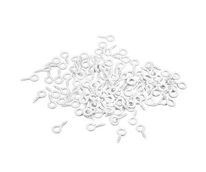 sourcing map 300Pcs Small Screw Eye Pins Hooks Mini Eyelets Screws Threaded, 4x8x1mm Self Tapping Screw for Jewelry Making Findings DIY Crafts, White