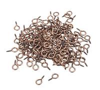 sourcing map 300Pcs Small Screw Eye Pins Hooks Mini Eyelets Screws Threaded, 6.5x13x1.2mm Self Tapping Screw for Jewelry Making Findings DIY Crafts, Copper Tone