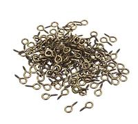 sourcing map 300Pcs Small Screw Eye Pins Hooks Mini Eyelets Screws Threaded, 6.8x13x1.4mm Self Tapping Screw for Jewelry Making Findings DIY Crafts, Bronze Tone