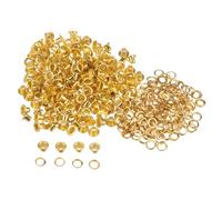 sourcing map 300set Grommets Kit Metal Eyelets 3mm 1/8" Hole Tiny Grommet with Washers for Shoes Clothes Belt Tag Bag Fabric Leather DIY Project, Gold Tone