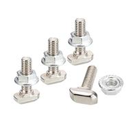 sourcing map 3030-M6 T Slot Drop-in Bolt and M6 Hexagon Flange Nut Set, 20 Sets Hammer Head T-Bolt T Shape Stud Sliding Screw for European Standard 30 Series Aluminum Profile (M6x20mm)