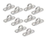 sourcing map 304 Stainless Steel 5mm Thick Ring Oblong Sail Shade Pad Eye Plate Boat Rigging 10pcs
