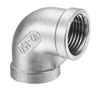 sourcing map 304 Stainless Steel 90 Degree Elbow Fittings NPT 1/2" Female to Female Threaded Adapter Pipe Fitting for Connecting Water Pipe Air Hose PVC Tube Cast Coupling
