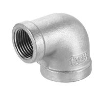 sourcing map 304 Stainless Steel 90 Degree Elbow Fittings NPT 1/2 x NPT 3/8 Female to Female Threaded Adapter Pipe Fitting for Connecting Water Pipe Air Hose PVC Tube Cast Coupling