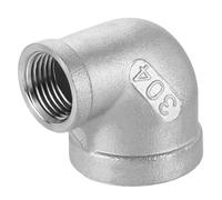 sourcing map 304 Stainless Steel 90 Degree Elbow Fittings NPT 1 x NPT 1/2 Female to Female Threaded Adapter Pipe Fitting for Connecting Water Pipe Air Hose PVC Tube Cast Coupling