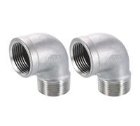 sourcing map 304 Stainless Steel 90 Degree Elbow Fittings NPT 1 x NPT 1 Female to Male Threaded Adapter Pipe Fitting for Connecting Water Pipe Air Hose PVC Tube Cast Coupling