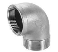 sourcing map 304 Stainless Steel 90 Degree Elbow Fittings NPT 2 x NPT 2 Female to Male Threaded Adapter Pipe Fitting for Connecting Water Pipe Air Hose PVC Tube Cast Coupling