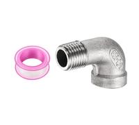 sourcing map 304 Stainless Steel 90 Degree Elbow Threaded Pipe Fitting G1/4" Male to G1/4" Female Cast Pipe Fitting with Seal Tape for Plumbing Drainage Pipes Heating Systems