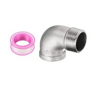 sourcing map 304 Stainless Steel 90 Degree Elbow Threaded Pipe Fitting G1 Male to G1 Female Cast Pipe Fitting with Seal Tape for Plumbing Drainage Pipes Heating Systems