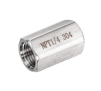Sourcing map 304 Stainless Steel Female Pipe Fitting Reducer Adapter for Water, Oil, Air Pressure Gauge, and Temperature Sensor(1/4 NPT x 1/4 NPT)